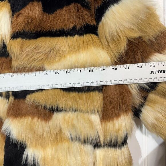 INC International Concepts Faux Fur Jacket XL Calico Striped Animal Print NWT - Picture 4 of 12